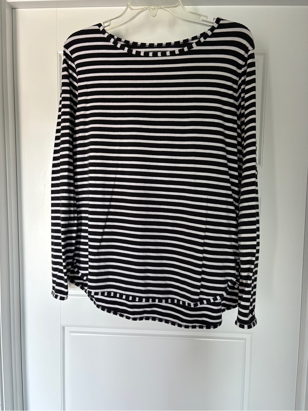 COOLIBAR Striped Long-Sleeve Boatneck Top - Black & White